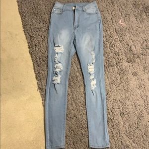 High Waisted Ripped Jeans